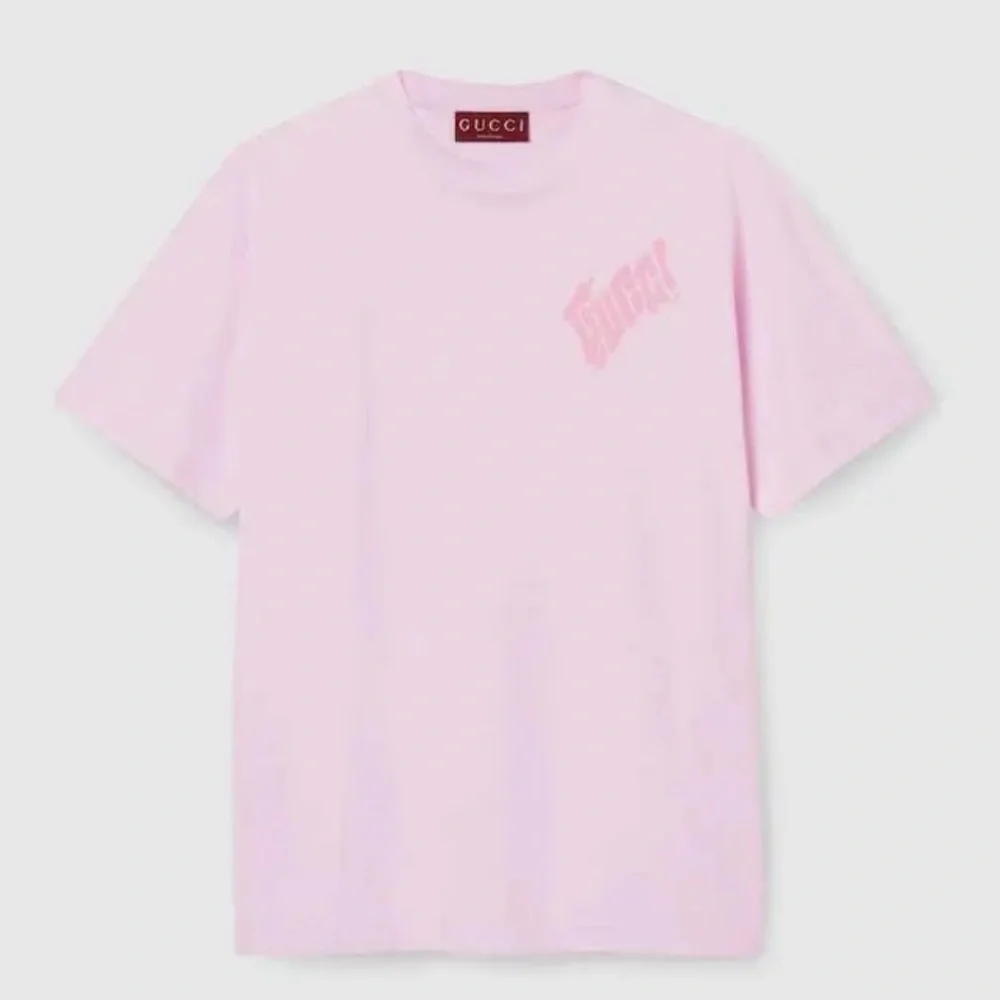 Gucci Logo Cotton Jersey Pink Mens T-shirt sz L